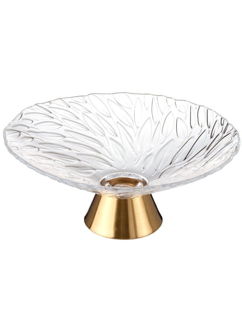 Dania A glass serving dish with a base for nuts, fruits, and all other servings Clear/Gold 26 cm - Image 3